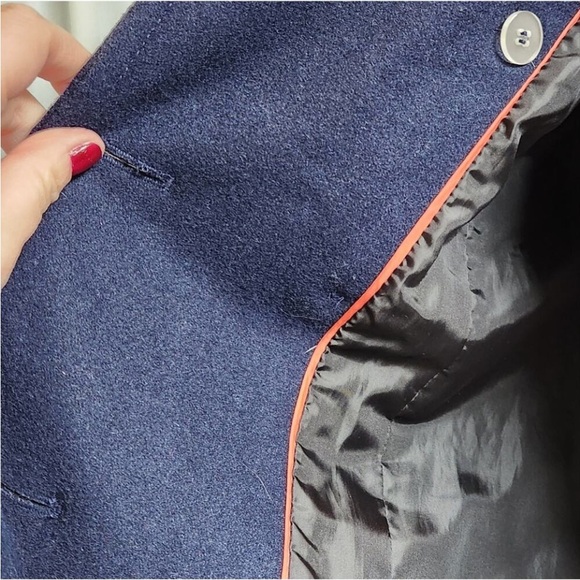 H&M DARK BLUE LINED PEACOAT…WITH POCKETS - Picture 3 of 5